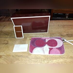 Coach suede pochette/wristlet